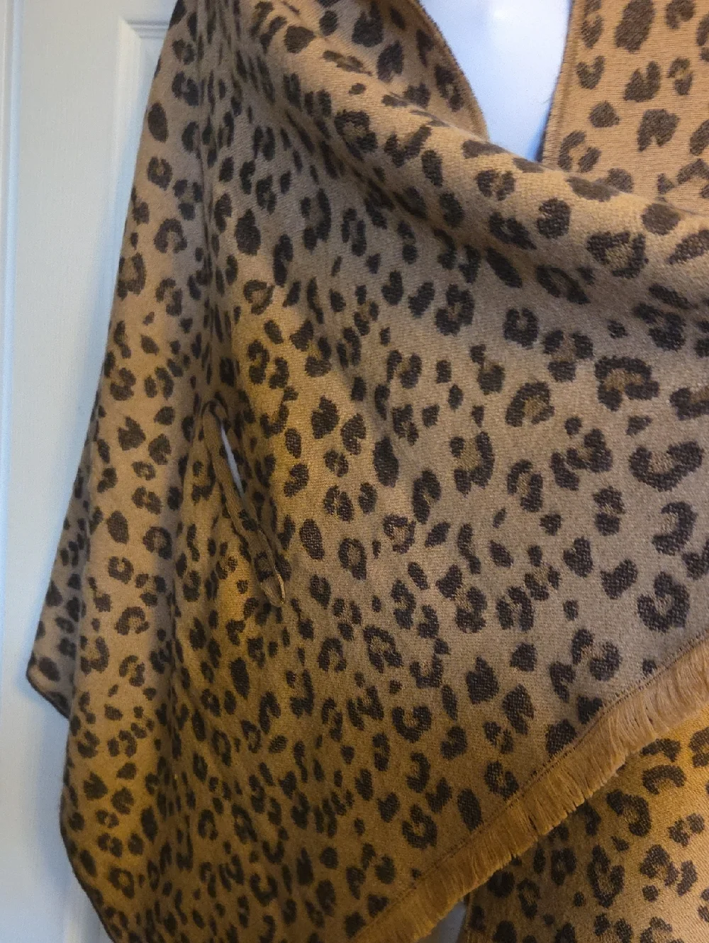 J.Crew Reversible Leopard Print Cape-scarf With Fringed Hem